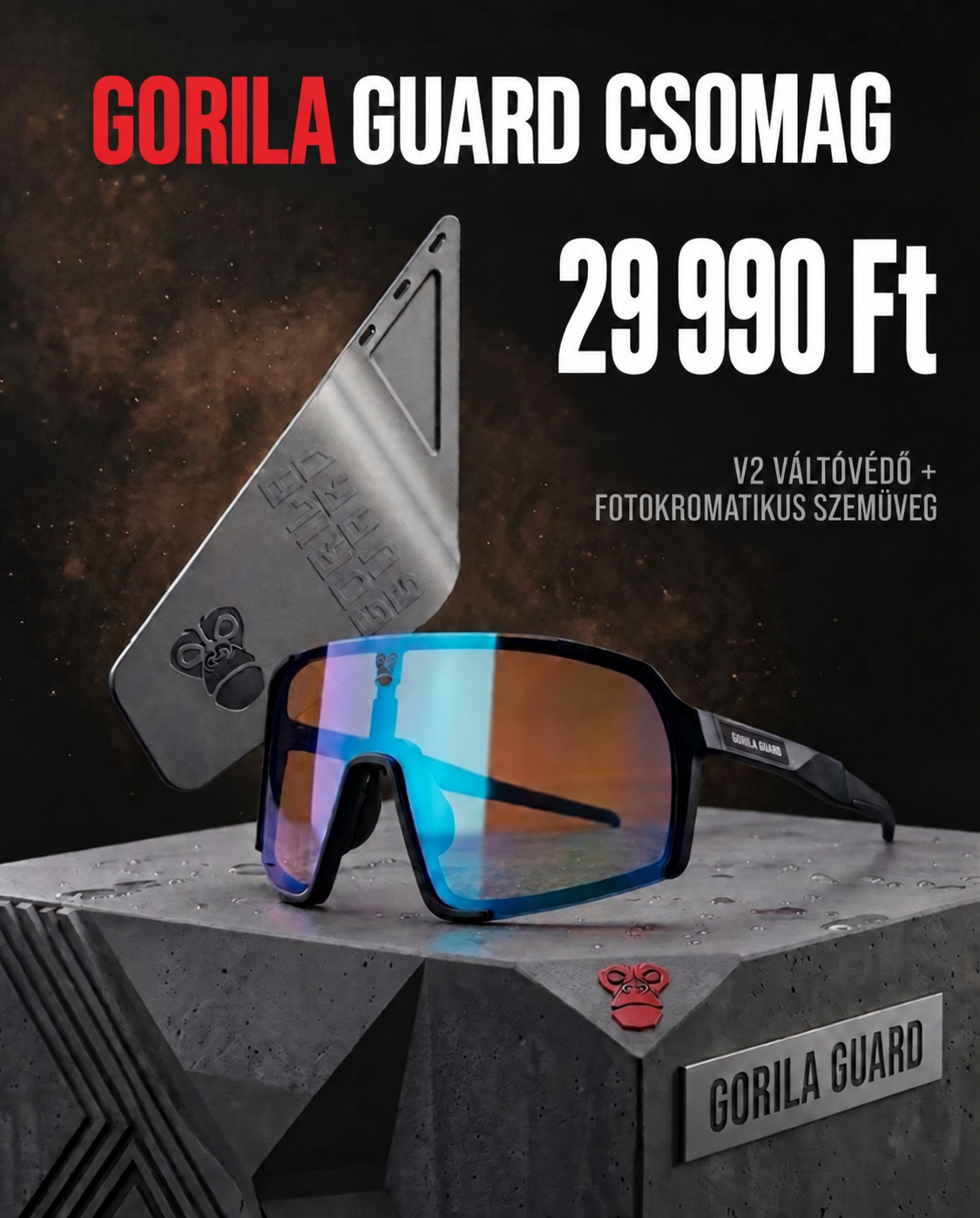 Gorila Guard csomag – V2 váltóvédő és fotokromatikus kerékpáros szemüveg