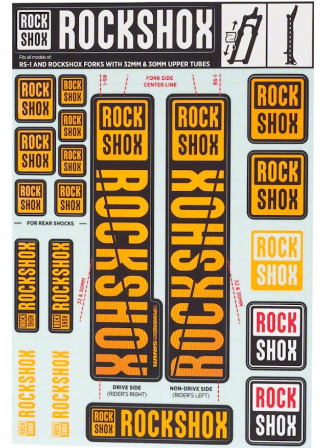 RockShox 30/32 mm / RS1 matrica szett – NE02 narancssárga
