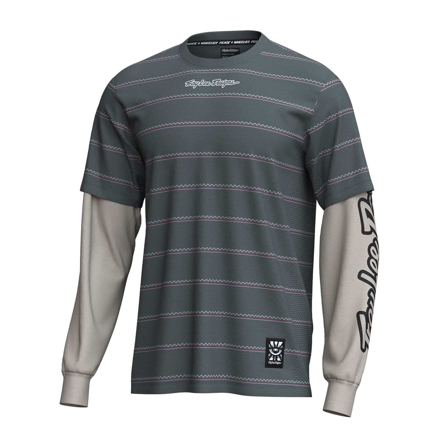 TLD férfi mez hosszú ujjú Skyline Fakie Ride Tee Stripe Dark Forest