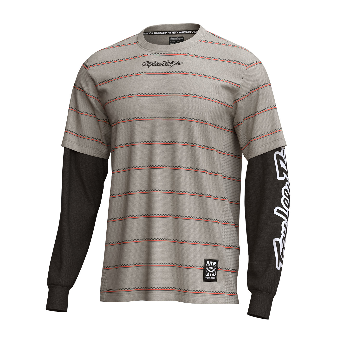 TLD férfi mez hosszú ujjú Skyline Fakie Ride Tee Stripe Pumice